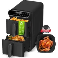 TurboTronic AF-500D - Dubbele Airfryer - 11L - Airfryer XXL - Heteluchtfriteuse - Dual Heating - 50ºC tot 200ºC - 6 Kookprogramma's - Zwart