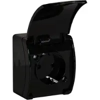 ORNO Buiten wandcontactdoos opbouw - Wandcontactdoos 1-voudig IP44 - Buitenstopcontact Schuko - Zwart