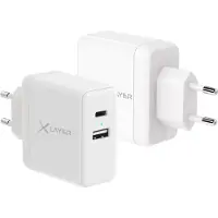 XLayer - Wandlader / Oplader - Dual Charger - USB-C + USB QC3.0 12W - Adapter / Oplader Geschikt Voor Apple Iphone & Samsung - Wit