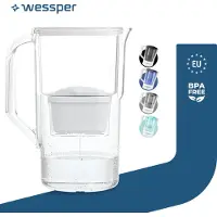 Wessper Waterfilterkan 2,5L - Karaf is ook geschikt voor Brita MAXTRA waterfilter patronen - incl. 1 filterpatroon - Waterkan - Kleur Wit