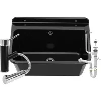 Granitan Utility Spoelbak Polo voor Garage Wasruimte Ketelruimte met Sifon en Kraan Cado