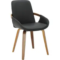 CLP Bertol Eetkamerstoel - Armleuningen - Gebogen houten frame - Walnootlook - Comfortabele keukenstoel - Vierpoot - Kunstleer/walnoot/zwart