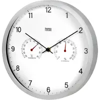 Uni-T Teesa TSA0049 Wandklok met thermometer en hygrometer, 30 cm, zilverkleurig