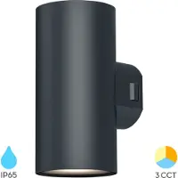 Braytron - LED Wandlamp Up Down - Zwart - 2 x 9W CCT - 3000K-6000K - IP65 - 78x99x115mm