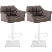 CLP Set van 2 barkrukken Damaso, bekleed met stof, draaibaar en in hoogte verstelbaar, draagvermogen tot 240 kg | Kleur: grijs, frame: wit