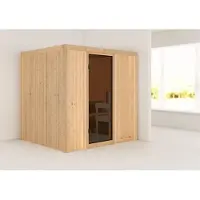 Karibu Sauna Daria (entree aan de voorkant), volledig glazen deur, grafietkleur, zonder accessoires