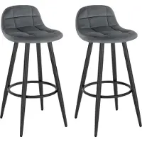 Woltu Barkrukken Set van 2 - Grijs Velours, 84 cm, Gestoffeerd