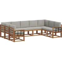 vidaXL Buiten bank set 9 st Natuurlijk en Licht Grijs