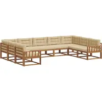 vidaXL Buiten bank set 9 st Natuurlijk en Beige