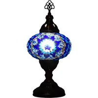 Halay Paasmozaïek tafellamp (Turkse lamp) Ø 13 cm, handgemaakt van glas, 36 cm hoog, geschikt voor E14 lampen tot 40 Watt