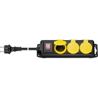 Goobay Buiten stekkerdoos 3 meter | 3-voudig | Type F, CEE 7/3 | Max. 3680W | IP44 | Zwart