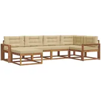 vidaXL Tuinset met 6 zitplaatsen, natuurlijke en beige kleuren