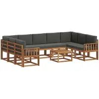 vidaXL - Buiten - bank - set - met - kussen - 10 - pcs - Natuurlijk - en - Antraciet