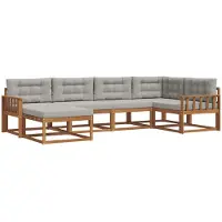 vidaXL Buiten bank set 6 st Naturel en lichtgrijs
