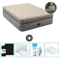 OEM Luchtbed - 2-Persoons - 152 x 203 x 51 cm - Grijs - Inclusief pomp - Hoeslaken - Kussen - Reparatieset en Kussenbeschermer