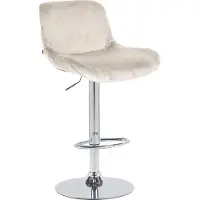 CLP Solon Barkruk - met rugleuning - in hoogte verstelbare - draaibaar - chroom frame - chroom/creme