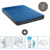 Intex Luchtbed - 2-Persoons - 152 x 203 x 22 cm - Blauw - Inclusief pomp - Hoeslaken - Kussen - Reparatieset en Kussenbeschermer