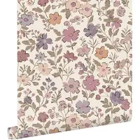 ESTAhome behang bloemetjes paars, roze en wit - 53 cm x 10.05 m - 131323