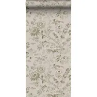 ESTAhome behang vintage bloemen oudroze en olijfgroen - 53 cm x 10.05 m - 139401