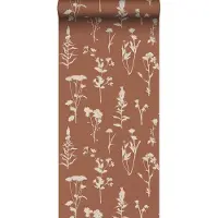 ESTAhome behang veldbloemen terracotta - 53 cm x 10.05 m - 139396
