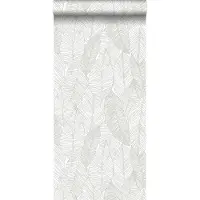 ESTAhome behang getekende bladeren warm grijs - 53 cm x 10.05 m - 139009