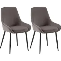 CLP Elmira Set van 2 eetkamerstoelen - Klassiek - Met rugleuning - Met armleuning - Met rugleuning - Velvet - zwart/antraciet