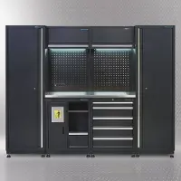 Datona Werkplaatsinrichting PREMIUM met RVS werkblad 250 cm breed - Zwart