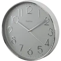 Hama Elegance, Wandklok, Rond, Grijs, Zilver, Kunststof, Glas