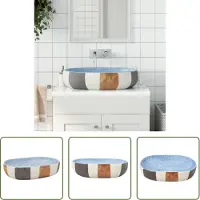 The Living Store Badkamerspiegel - Opzetwasbak - Opzetwasbak ovaal 59x40x14 cm keramiek meerkleurig - Wastafel - Keramiek - Blauwe Badkamer