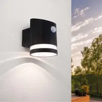 LEDVION - Solar LED Wandlamp - 3000K - IP44 - Zwart - Elara