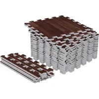 Gorilla Sports Vloer Beschermingsmatten 30 x 30 cm 18 matten incl eindstukken Donker houtlook