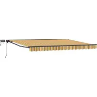 vidaXL Handbediende luifel met LED's Geel, Grijs, Anthraciet 4 × 3 m
