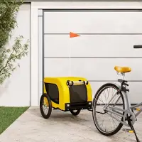 Prolenta Maison Exclusive - Fietsaanhanger voor honden, geel en zwart, gemaakt van Oxford-stof en metaal