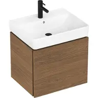 Hansgrohe Xilesa E - Badmeubel - 580/470mm maat - 1 lade - Voor wastafel - Cashmere Oak