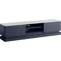 Vente-unique Tv-meubel met 2 lades en 2 nissen met ledverlichting - Mdf - Blauw met wit marmereffect - DEVIKA -
