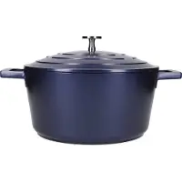 Masterclass Aluminium gietijzeren kookpan met deksel, geschikt voor inductie en ovenbestendig, 24 cm / 4 liter - Metallic blauw