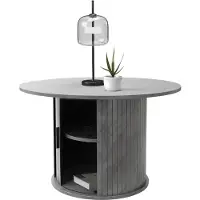 ML-Design Salontafel met schuifdeur Ø80x50 cm betonlook grijs Ronde woonkamertafel met opbergruimte ML design