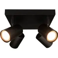 LEDVION LED Plafondspot Zwart 4-lichts Vierkant GU10 zonder lichtbron