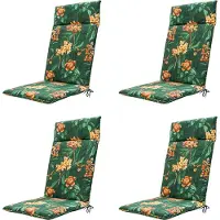 Madison tuinstoelkussen hoge rug lua green ca. 120x50 cm set van 4
