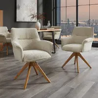 Riess Bureaustoel LE GRAND beige chenille naturel massief eikenhout met armleuning - 47475
