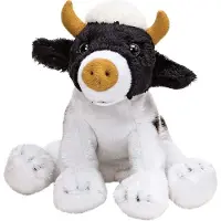 Suki Pluche knuffel dieren zittende koe 15 cm - Speelgoed knuffelbeesten koeien