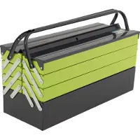Baumarktplus - Gereedschapskoffer XXL - 53 x 20 x 27,5 cm - 7 Vakken - Staal - Harmonica Model - Met Inklapbare Handgreep - Leeg
