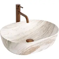 REA Amelia 48 Saturn Sanitair Keramiek Ovaal - Wastafel - Imitatiesteen - 48 X 34,5 X 13,5 Cm