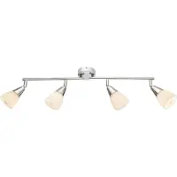 Globo spotlamp, metalen behuizing verchroomd, opaalglas, verstelbaar, afmetingen: 600x80x190mm, exclusief 4x E14 lampen, 40W, 230V