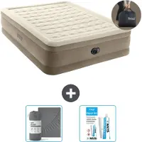 Intex Luchtbed - 2-Persoons - 152 x 203 x 46 cm - Beige - Inclusief pomp - Hoeslaken en Reparatieset
