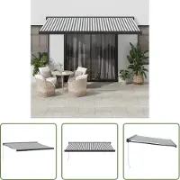 The Living Store Terrasdoek - Zonwering - Luifel uittrekbaar 4,5x3 m stof en aluminium antraciet en wit - Buitendoeken - Luifel - Parasol