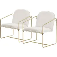 ML-Design Set van 2 fauteuils Beige met goudkleurig stalen frame Relax fauteuil met armleuning & rugleuning ML design