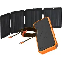 Xtorm SolarBooster 28W Paneel + Rugged 35W Powerbank 20.000 mAh + Xtreme USB-C naar USB-C PD Kabel - 1.5 meter - Oranje - Noodpakket