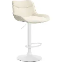 CLP Vonore Barkruk - Met rugleuning - Met voetensteun - Verstelbaar - Metalen frame - Stof - wit/creme