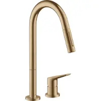 Hansgrohe Eengreeps spoelkraan met twee aansluitingen, model AXOR CITTERIO, DN 15, met uittrekbare douchekop, afwerking: geborsteld brons, geborsteld brons